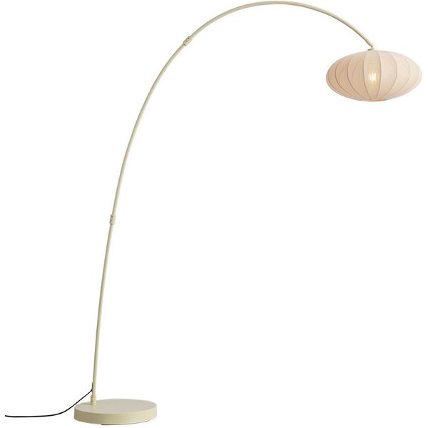 Qazqa Bogenlampe Bida, ohne Leuchtmittel, Warmweiß, QAZQA Bogen lampe, e27, Beige, Stahl, Japandi