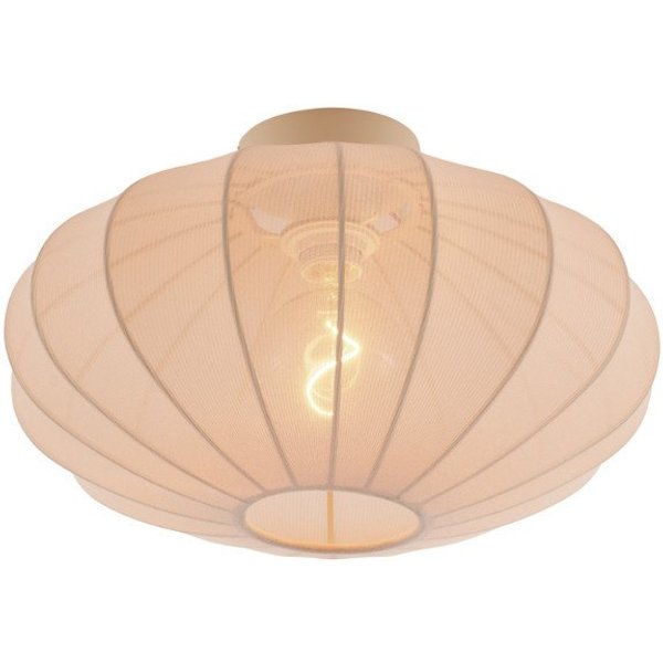 Qazqa Deckenleuchte Bida, ohne Leuchtmittel, Extra-Warmweiß, QAZQA Deckenleuchte, e27, Beige, Textil, Japandi