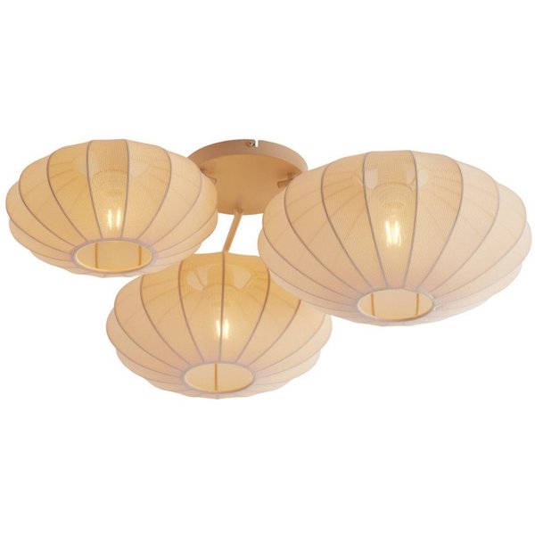 Qazqa Deckenleuchte Bida, ohne Leuchtmittel, Warmweiß, QAZQA Deckenleuchte, e27, Beige, Stahl, Japandi