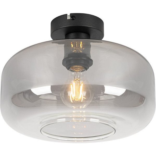 Qazqa Deckenleuchte Bizle, ohne Leuchtmittel, Warmweiß, QAZQA Deckenleuchte, e27, Grau, Glas, Art Deco