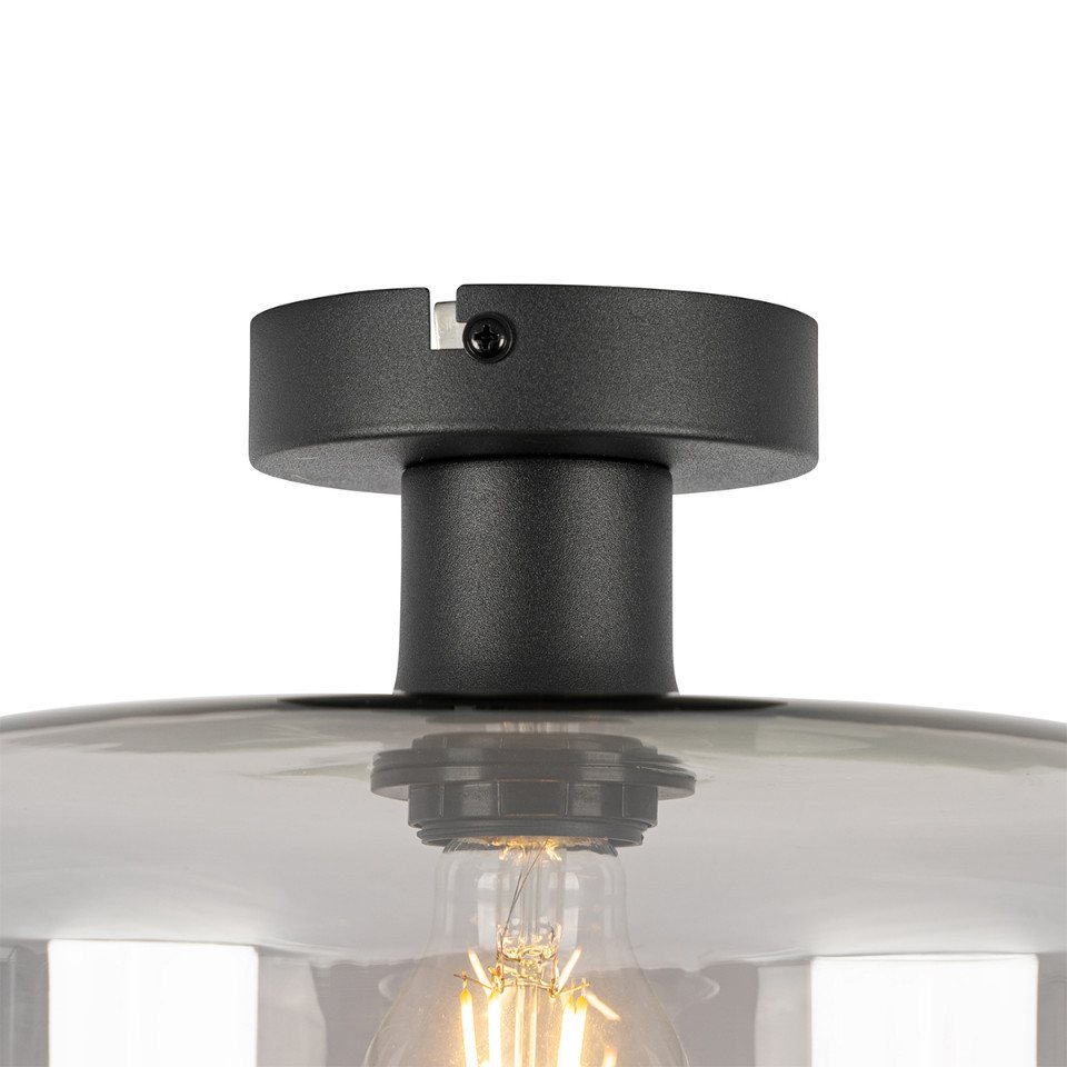 Qazqa Deckenleuchte Bizle, ohne Leuchtmittel, Warmweiß, QAZQA Deckenleuchte, e27, Grau, Glas, Art Deco – Bild 3 von 5