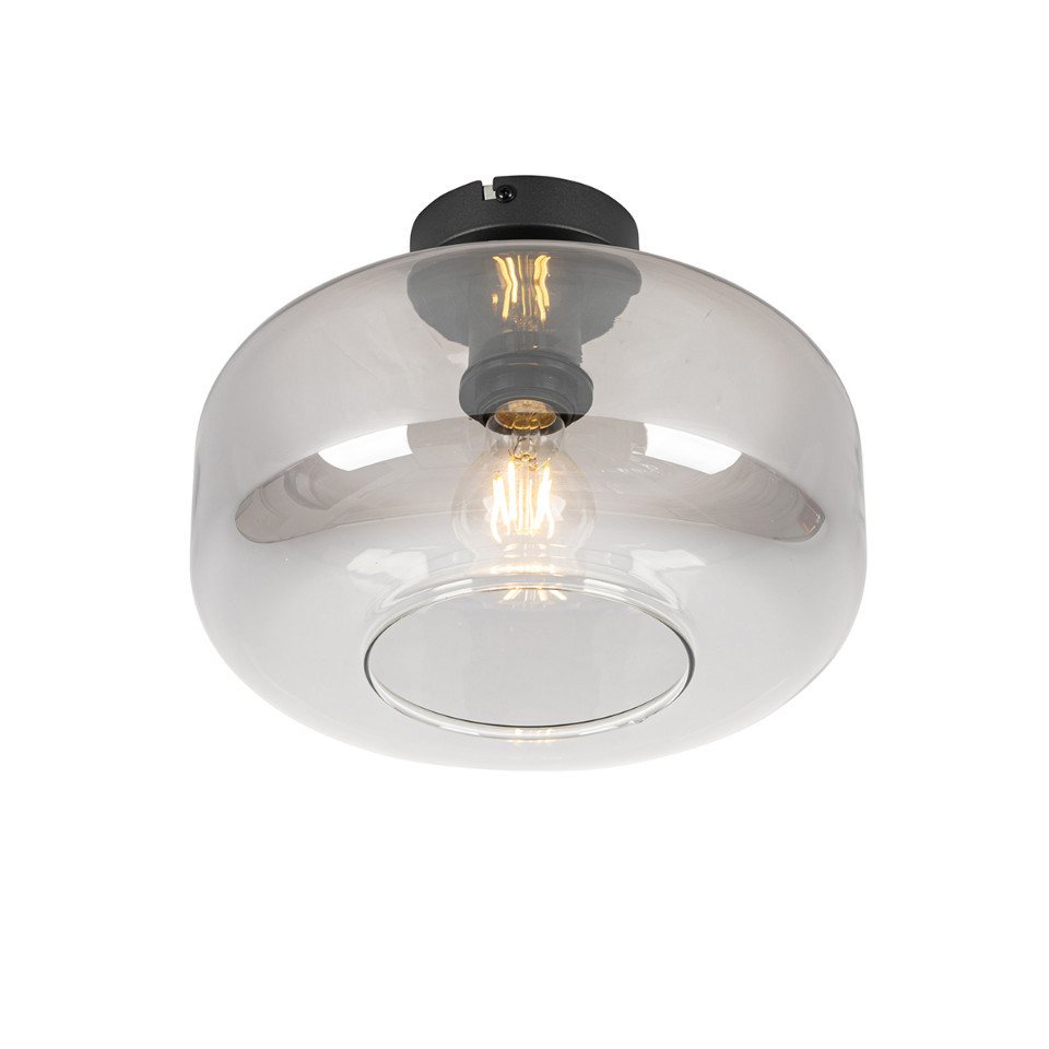 Qazqa Deckenleuchte Bizle, ohne Leuchtmittel, Warmweiß, QAZQA Deckenleuchte, e27, Grau, Glas, Art Deco – Bild 5 von 5