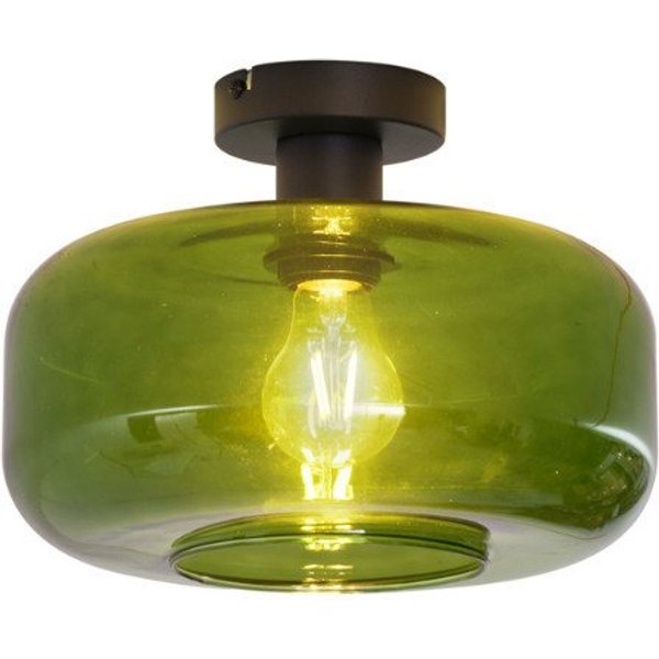 Qazqa Deckenleuchte Bizle, ohne Leuchtmittel, Extra-Warmweiß, QAZQA Deckenleuchte, e27, Schwarz, Glas, Retro