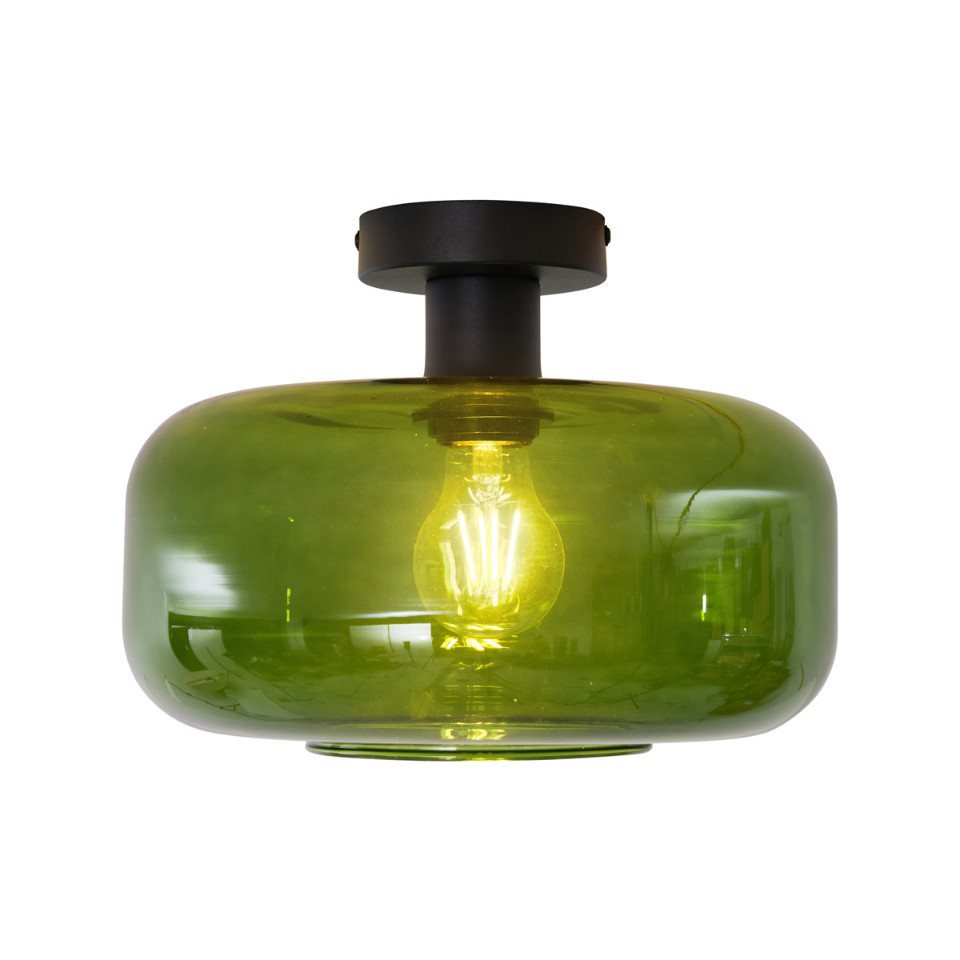 Qazqa Deckenleuchte Bizle, ohne Leuchtmittel, Extra-Warmweiß, QAZQA Deckenleuchte, e27, Schwarz, Glas, Retro – Bild 5 von 5