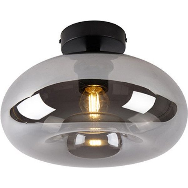 Qazqa Deckenleuchte Busa, ohne Leuchtmittel, Warmweiß, QAZQA Deckenleuchte, e27, Schwarz, Glas, Art Deco