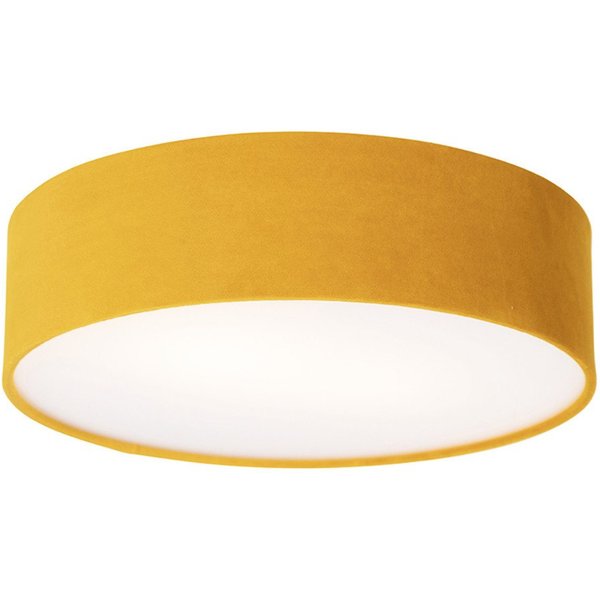 Qazqa Deckenleuchte Drum, ohne Leuchtmittel, Warmweiß, QAZQA Deckenleuchte, e27, Gelb, Textil, Modern