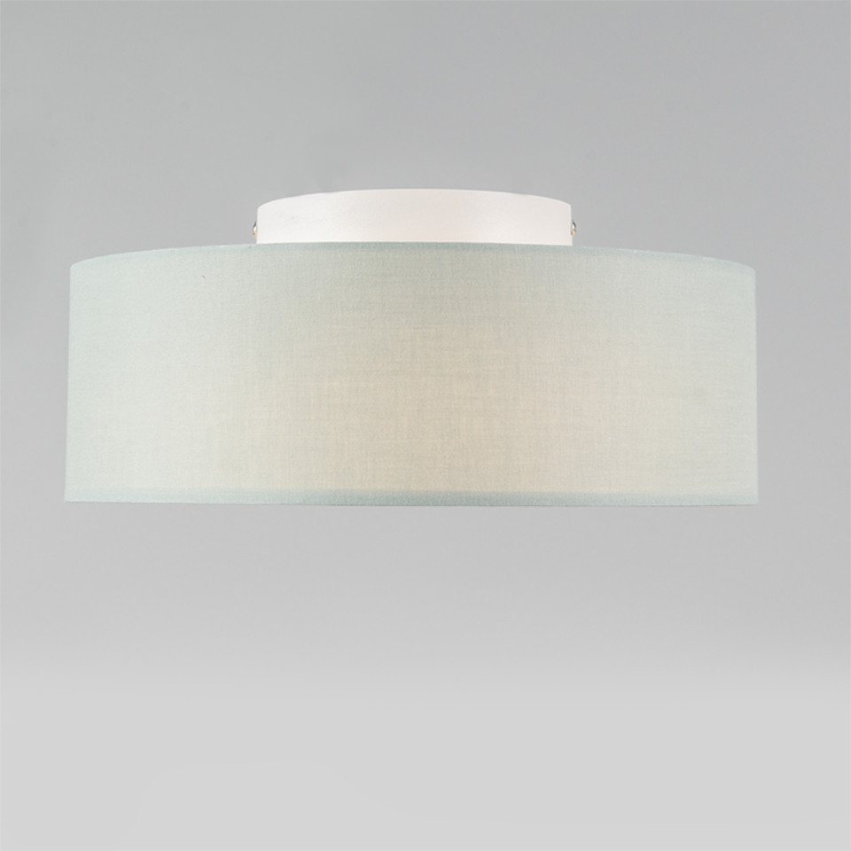 Qazqa Deckenleuchte Drum led, LED wechselbar, Extra-Warmweiß, QAZQA Deckenleuchte, led-module, Grün, Textil, Modern – Bild 2 von 5