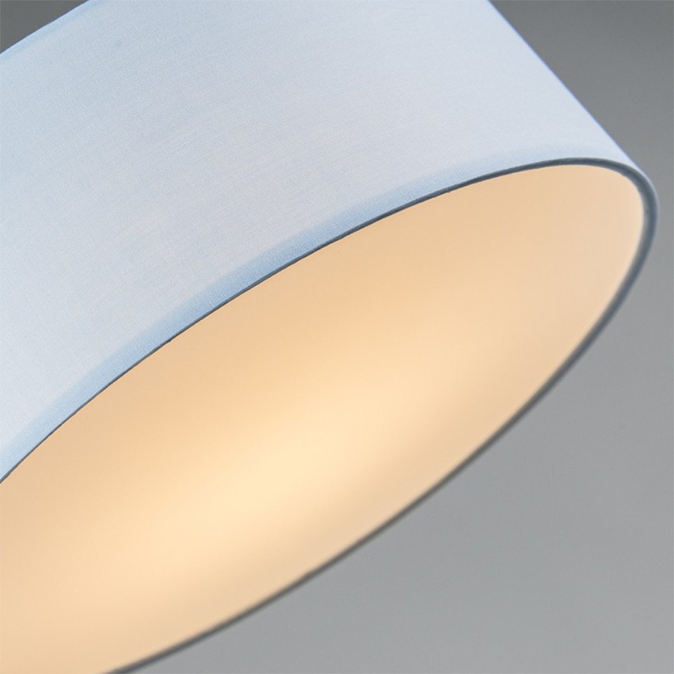 Qazqa Deckenleuchte Drum led, LED fest integriert, Extra-Warmweiß, QAZQA Deckenleuchte, integrated, Blau, Textil, Modern – Bild 4 von 5