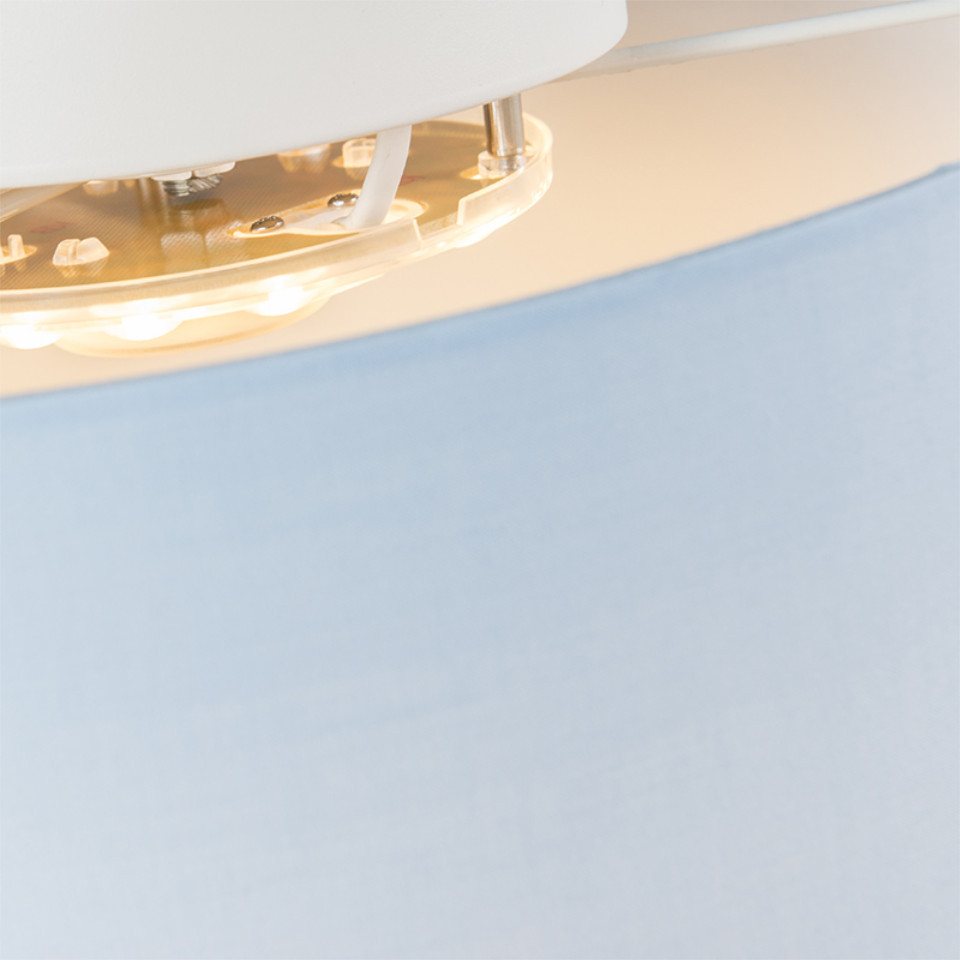 Qazqa Deckenleuchte Drum led, LED fest integriert, Extra-Warmweiß, QAZQA Deckenleuchte, integrated, Blau, Textil, Modern – Bild 5 von 5