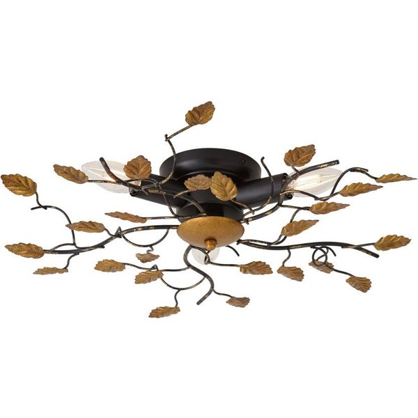 Qazqa Deckenleuchte Foglie, ohne Leuchtmittel, Warmweiß, QAZQA Deckenleuchte, e14, Schwarz, Stahl, classic-antique