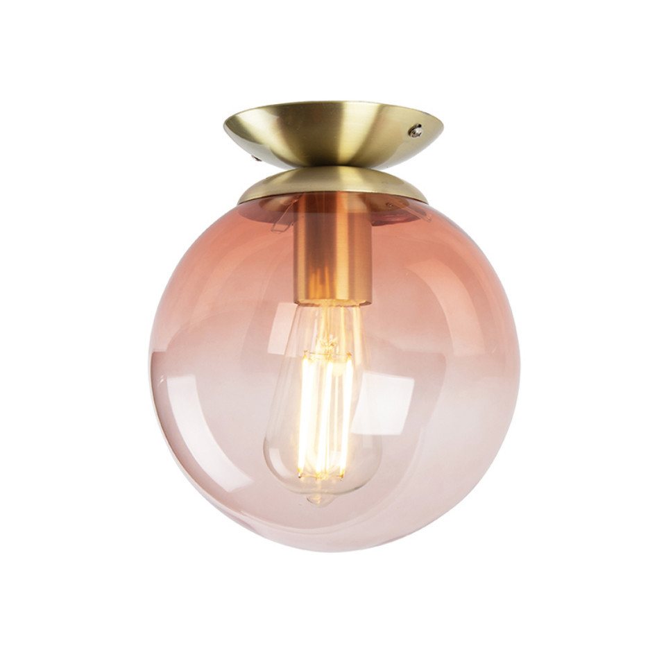 Qazqa Deckenleuchte Pallon, ohne Leuchtmittel, Warmweiß, QAZQA Deckenleuchte, e27, Rosa, Glas, Art Deco – Bild 3 von 5