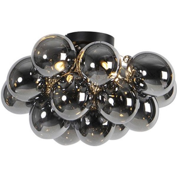 Qazqa Deckenleuchte Uvas, ohne Leuchtmittel, Warmweiß, QAZQA Deckenleuchte, g9, Schwarz, Glas, Design