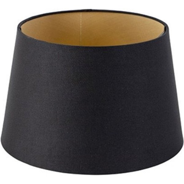 Qazqa Lampenschirm Rond schuin katoen, QAZQA Lampenschirm, Schwarz, Textil, Modern