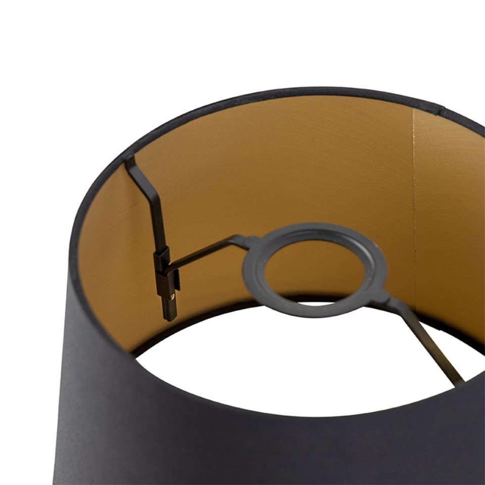 Qazqa Lampenschirm Rond schuin katoen, QAZQA Lampenschirm, Schwarz, Textil, Modern – Bild 4 von 5