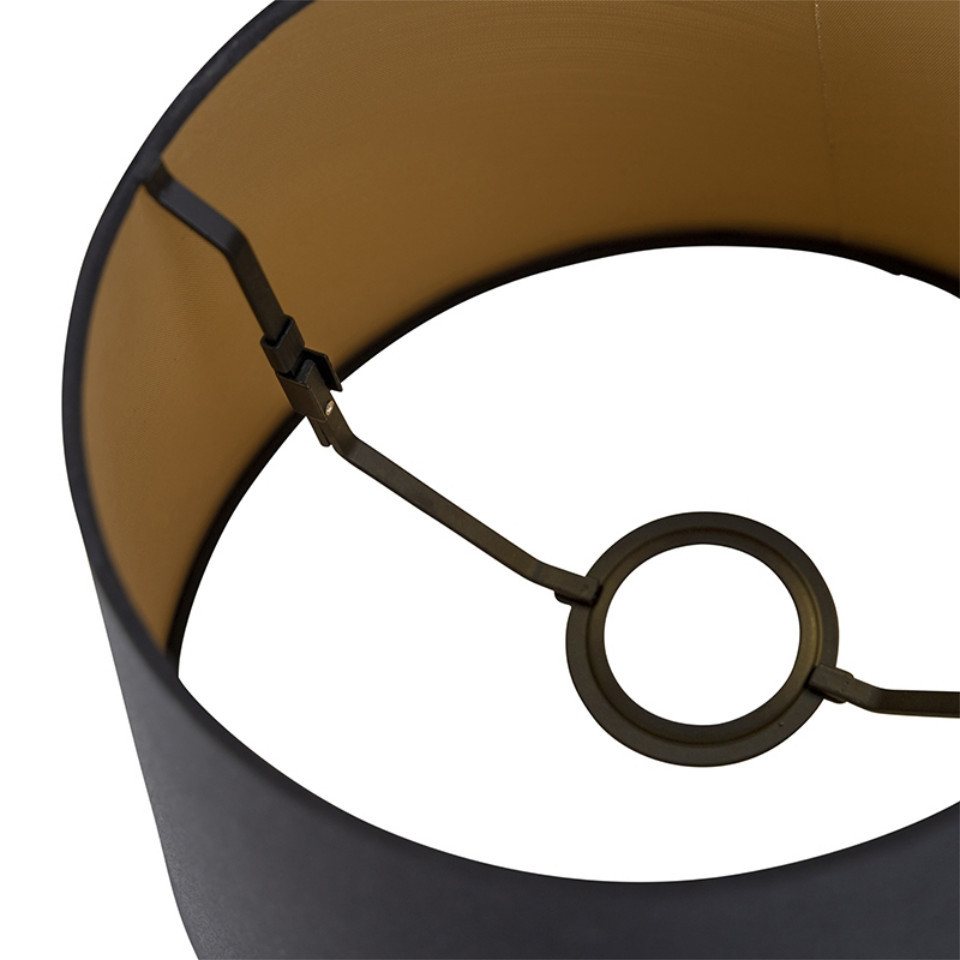 Qazqa Lampenschirm Rond schuin katoen, QAZQA Lampenschirm, Schwarz, Textil, Modern – Bild 5 von 5