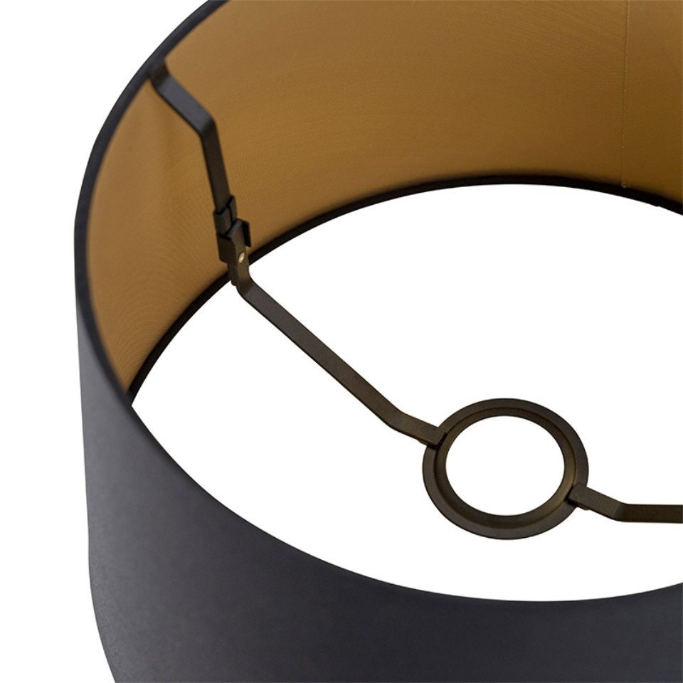Qazqa Lampenschirm Rond schuin katoen, QAZQA Lampenschirm, Schwarz, Textil, Modern – Bild 5 von 5