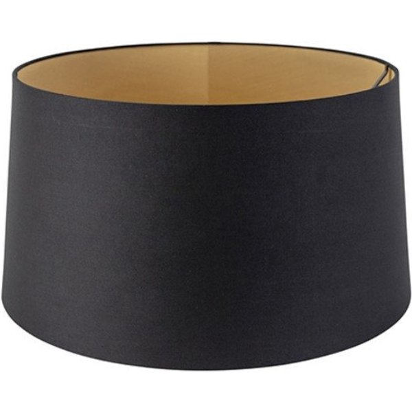 Qazqa Lampenschirm Rond schuin katoen, QAZQA Lampenschirm, Schwarz, Textil, Modern