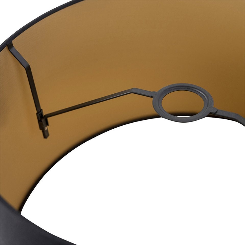 Qazqa Lampenschirm Rond schuin katoen, QAZQA Lampenschirm, Schwarz, Textil, Modern – Bild 4 von 5