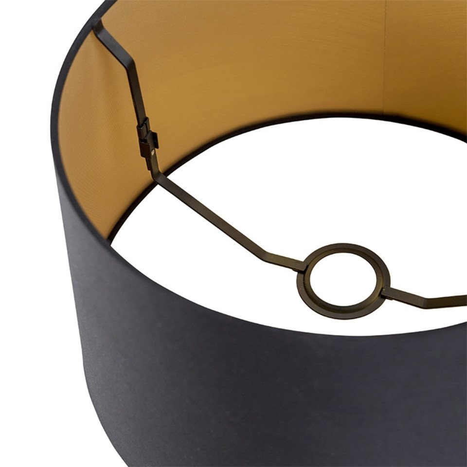 Qazqa Lampenschirm Rond schuin katoen, QAZQA Lampenschirm, Schwarz, Textil, Modern – Bild 5 von 5