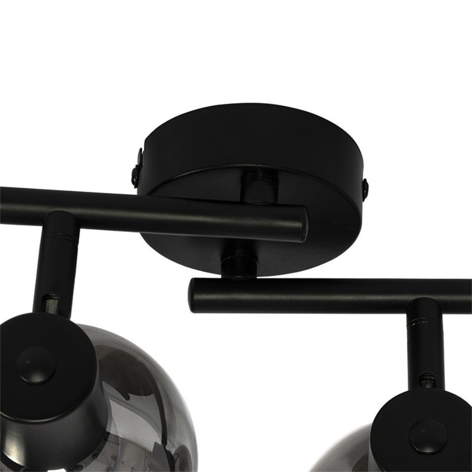 Qazqa LED Aufbaustrahler Vidro, ohne Leuchtmittel, Warmweiß, QAZQA Aufbau spot, e14, Schwarz, Glas, Art Deco – Bild 5 von 5
