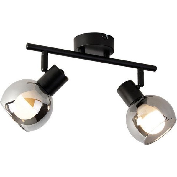Qazqa LED Aufbaustrahler Vidro, Dimmbar, LED wechselbar, Extra-Warmweiß, QAZQA Aufbau spot, e14, Schwarz, Glas, Art Deco