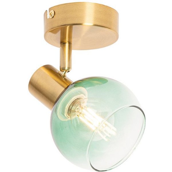 Qazqa LED Aufbaustrahler Vidro, ohne Leuchtmittel, Warmweiß, QAZQA Aufbau spot, e14, Grün, Stahl, Art Deco