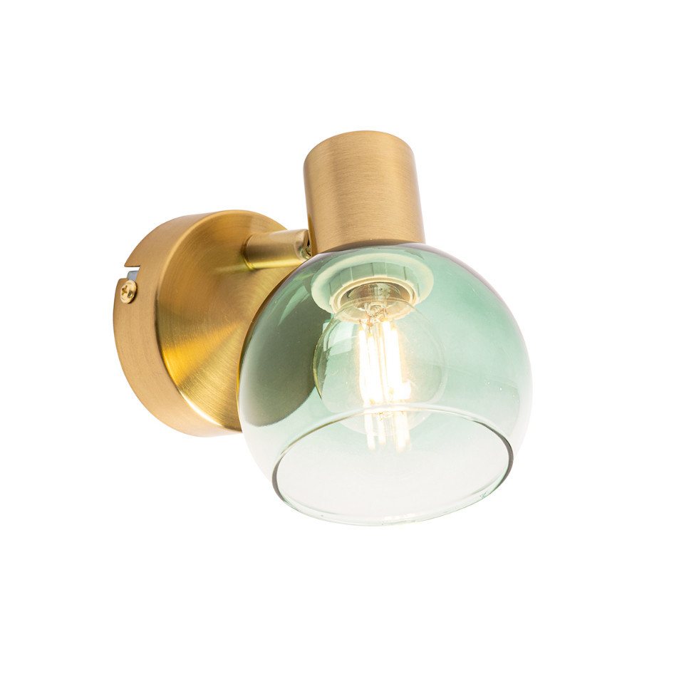 Qazqa LED Aufbaustrahler Vidro, ohne Leuchtmittel, Warmweiß, QAZQA Aufbau spot, e14, Grün, Stahl, Art Deco – Bild 2 von 5