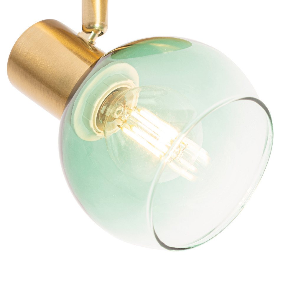 Qazqa LED Aufbaustrahler Vidro, ohne Leuchtmittel, Warmweiß, QAZQA Aufbau spot, e14, Grün, Stahl, Art Deco – Bild 4 von 5