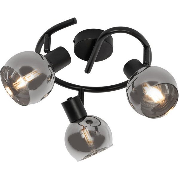 Qazqa LED Aufbaustrahler Vidro, ohne Leuchtmittel, Warmweiß, QAZQA Aufbau spot, e14, Schwarz, Glas, Art Deco