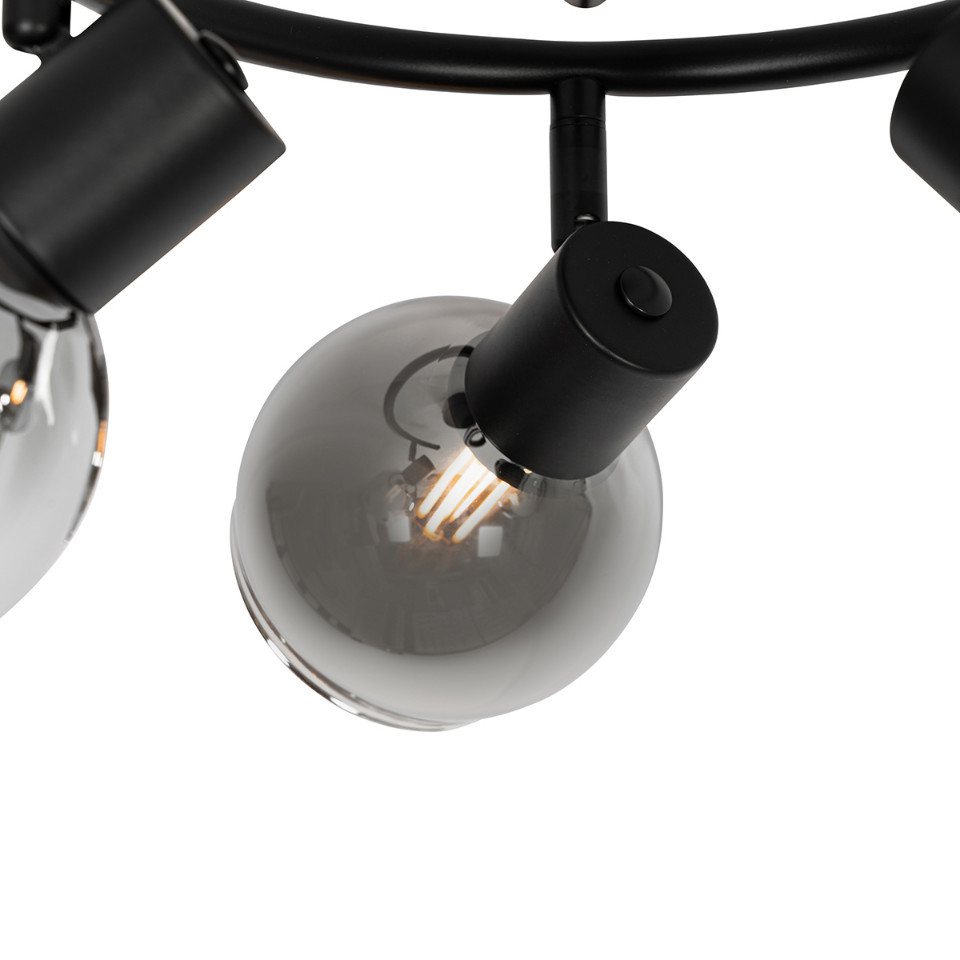 Qazqa LED Aufbaustrahler Vidro, ohne Leuchtmittel, Warmweiß, QAZQA Aufbau spot, e14, Schwarz, Glas, Art Deco – Bild 2 von 5