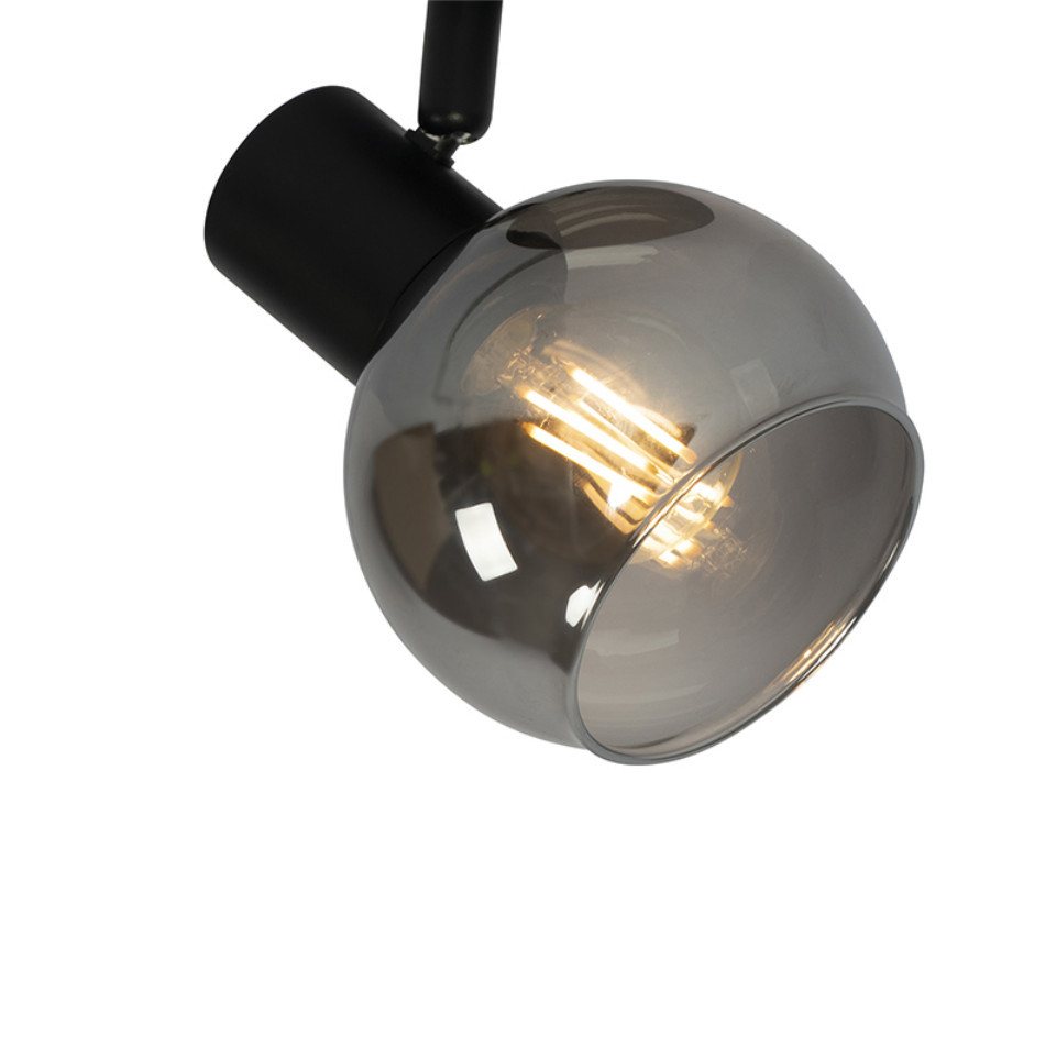 Qazqa LED Aufbaustrahler Vidro, ohne Leuchtmittel, Warmweiß, QAZQA Aufbau spot, e14, Schwarz, Glas, Art Deco – Bild 3 von 5