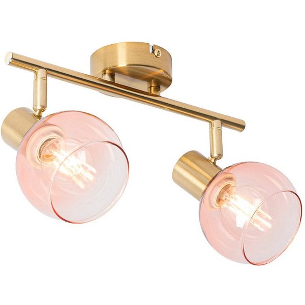 Qazqa LED Aufbaustrahler Vidro, ohne Leuchtmittel, Warmweiß, QAZQA Aufbau spot, e14, Rosa, Stahl, Art Deco
