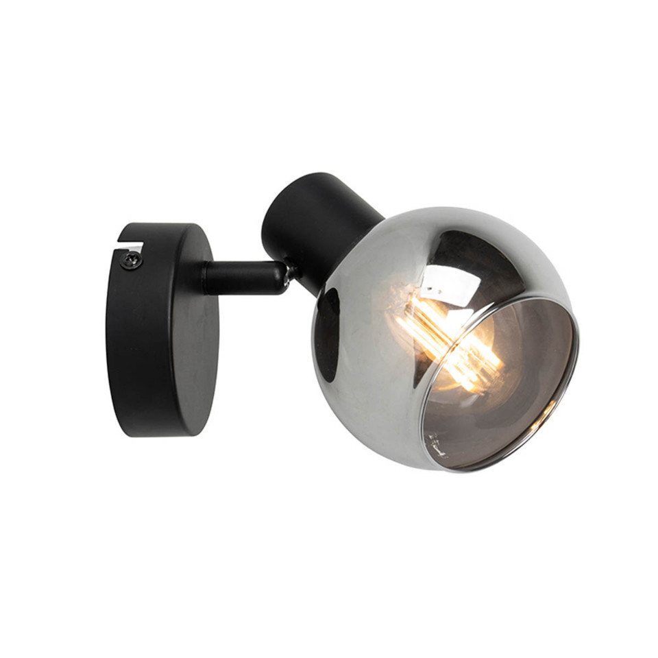 Qazqa LED Aufbaustrahler Vidro, Dimmbar, LED wechselbar, Extra-Warmweiß, QAZQA Aufbau spot, e14, Schwarz, Glas, Art Deco – Bild 3 von 5
