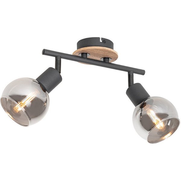 Qazqa LED Aufbaustrahler Vidro, ohne Leuchtmittel, Warmweiß, QAZQA Aufbau spot, e14, Grau, Glas, Modern