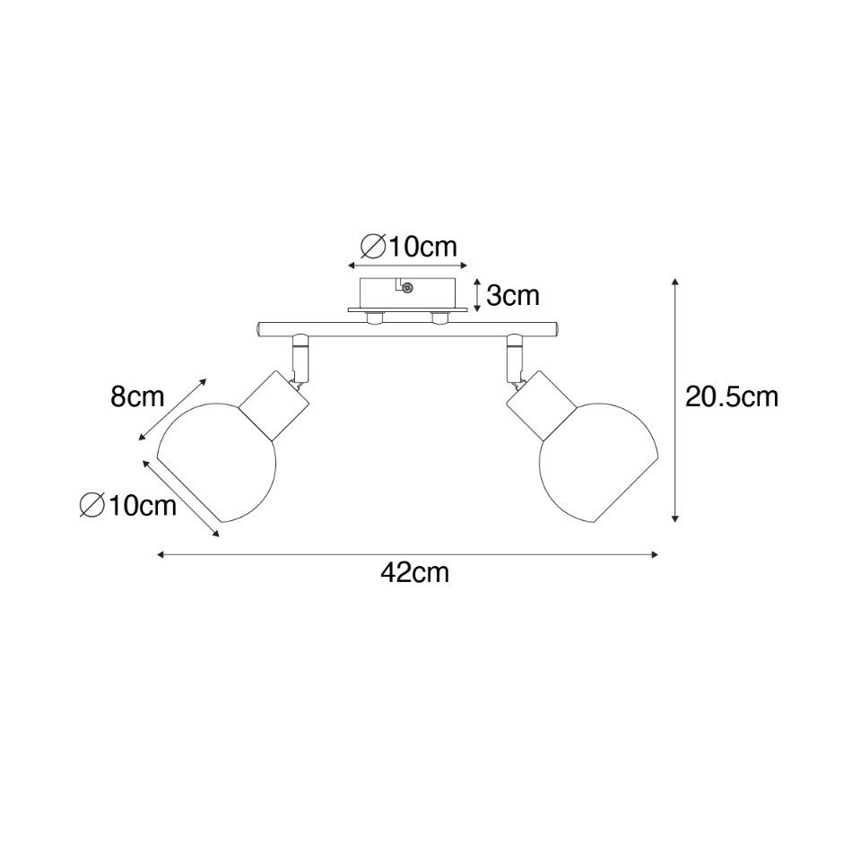 Qazqa LED Aufbaustrahler Vidro, ohne Leuchtmittel, Warmweiß, QAZQA Aufbau spot, e14, Grau, Glas, Modern – Bild 3 von 5
