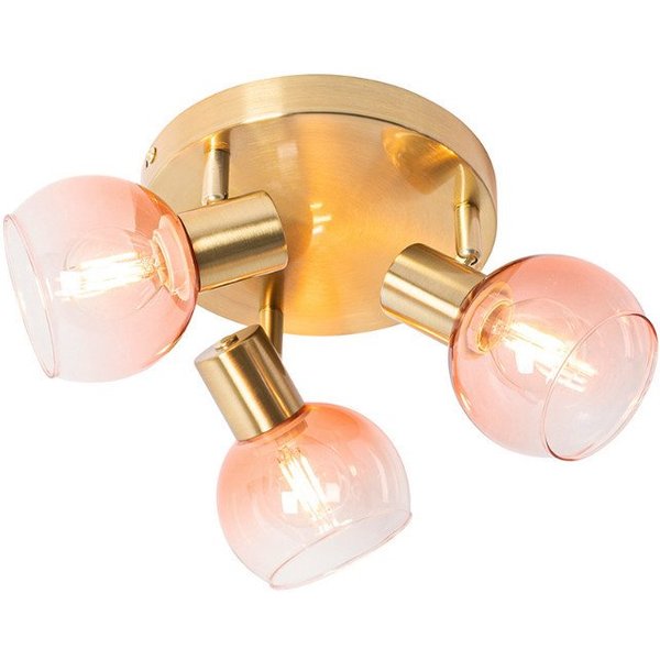 Qazqa LED Aufbaustrahler Vidro, ohne Leuchtmittel, Warmweiß, QAZQA Aufbau spot, e14, Rosa, Stahl, Art Deco