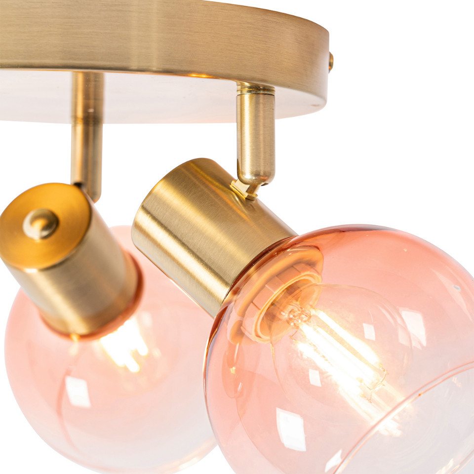 Qazqa LED Aufbaustrahler Vidro, ohne Leuchtmittel, Warmweiß, QAZQA Aufbau spot, e14, Rosa, Stahl, Art Deco – Bild 2 von 5
