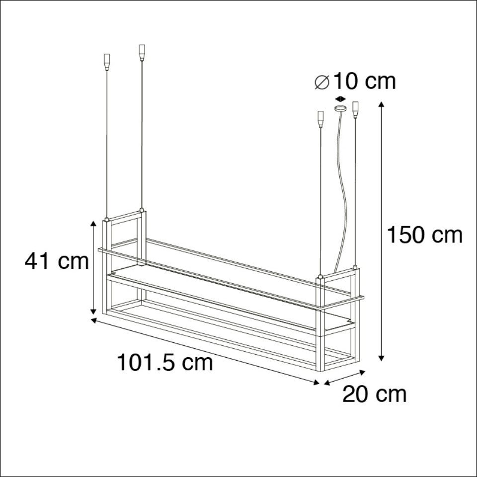 Qazqa Pendelleuchte Cage rack, ohne Leuchtmittel, Warmweiß, QAZQA Hängeleuchte, e27, Schwarz, Stahl, Industrie – Bild 2 von 5