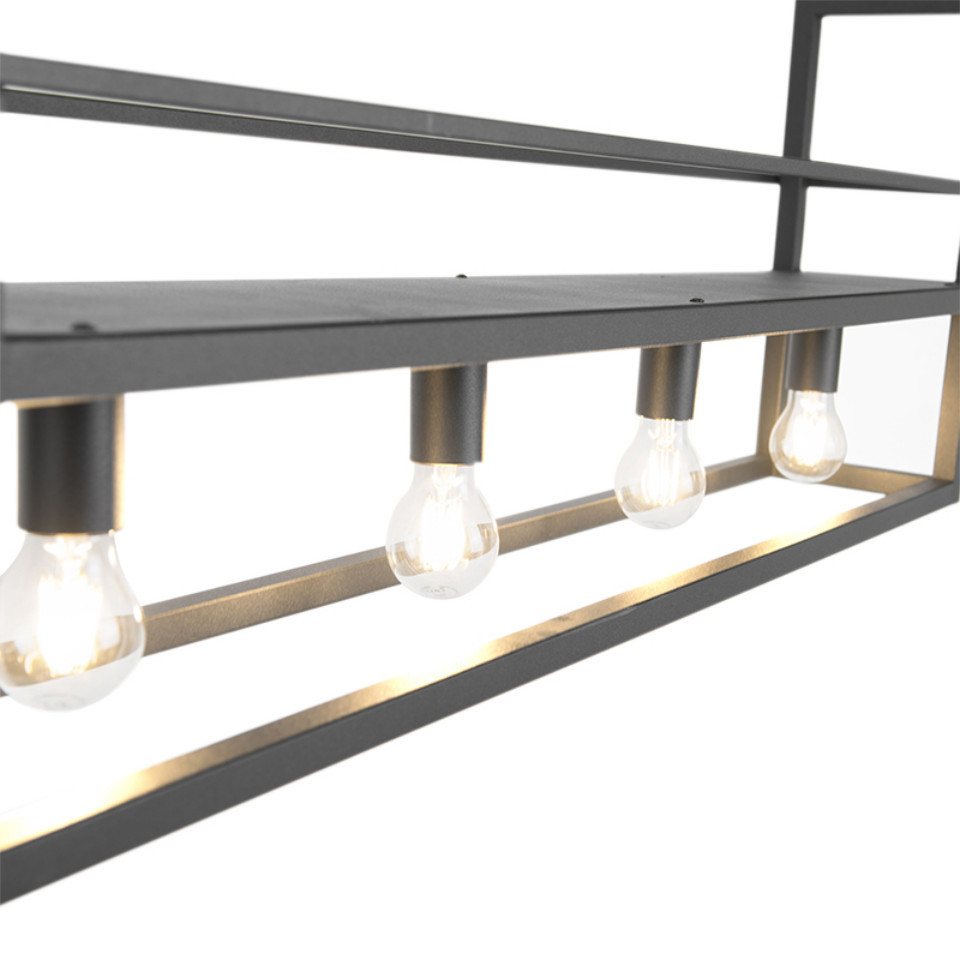 Qazqa Pendelleuchte Cage rack, ohne Leuchtmittel, Warmweiß, QAZQA Hängeleuchte, e27, Schwarz, Stahl, Industrie – Bild 3 von 5