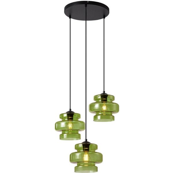 Qazqa Pendelleuchte Denise, ohne Leuchtmittel, Extra-Warmweiß, QAZQA Hängeleuchte, e27, Grün, Glas, Retro