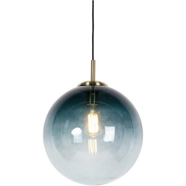 Qazqa Pendelleuchte Pallon, ohne Leuchtmittel, Warmweiß, QAZQA Hängeleuchte, e27, Blau, Glas, Art Deco