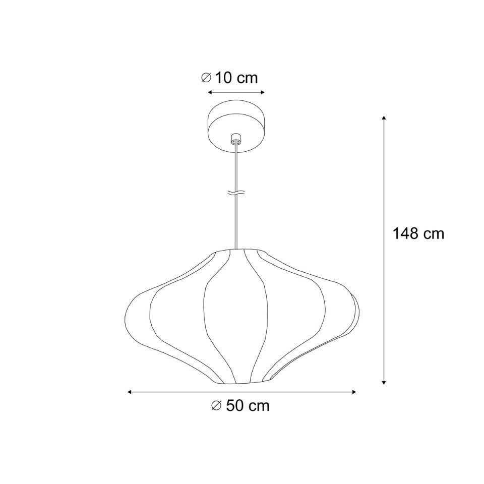 Qazqa Pendelleuchte Plu, ohne Leuchtmittel, Extra-Warmweiß, QAZQA Hängeleuchte, e27, Braun, Textil, Design – Bild 2 von 5