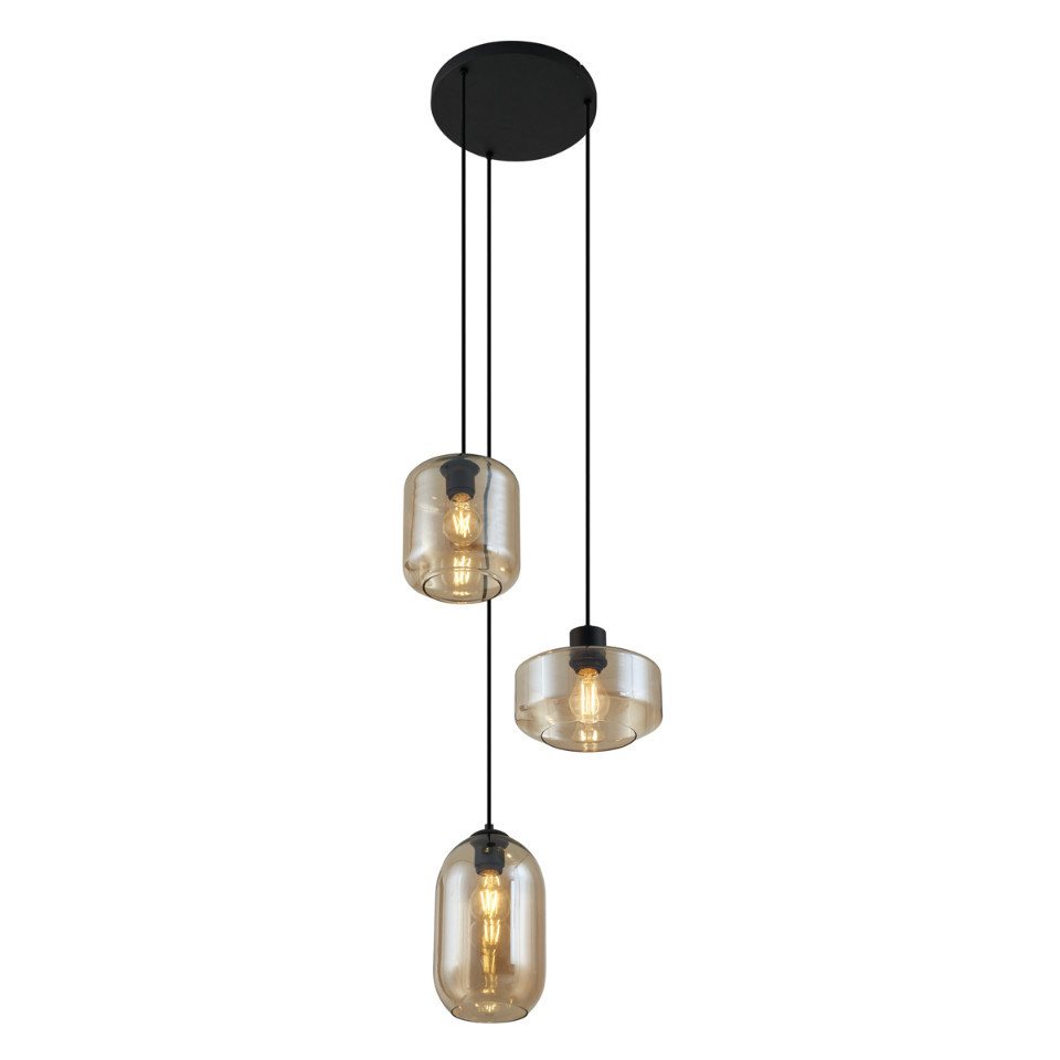 Qazqa Pendelleuchte Sheena, ohne Leuchtmittel, Warmweiß, QAZQA Hängeleuchte, e27, Schwarz, Metall, Modern – Bild 4 von 5