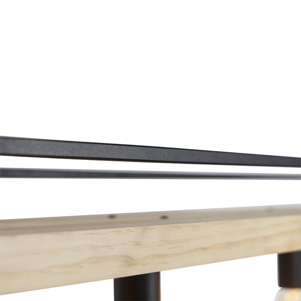 Qazqa Pendelleuchte Shelf, ohne Leuchtmittel, Warmweiß, QAZQA Hängeleuchte, e27, Schwarz, Holz, Industrie – Bild 2 von 5
