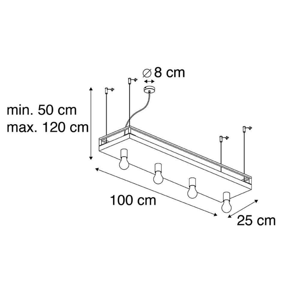 Qazqa Pendelleuchte Shelf, ohne Leuchtmittel, Warmweiß, QAZQA Hängeleuchte, e27, Schwarz, Holz, Industrie – Bild 3 von 5