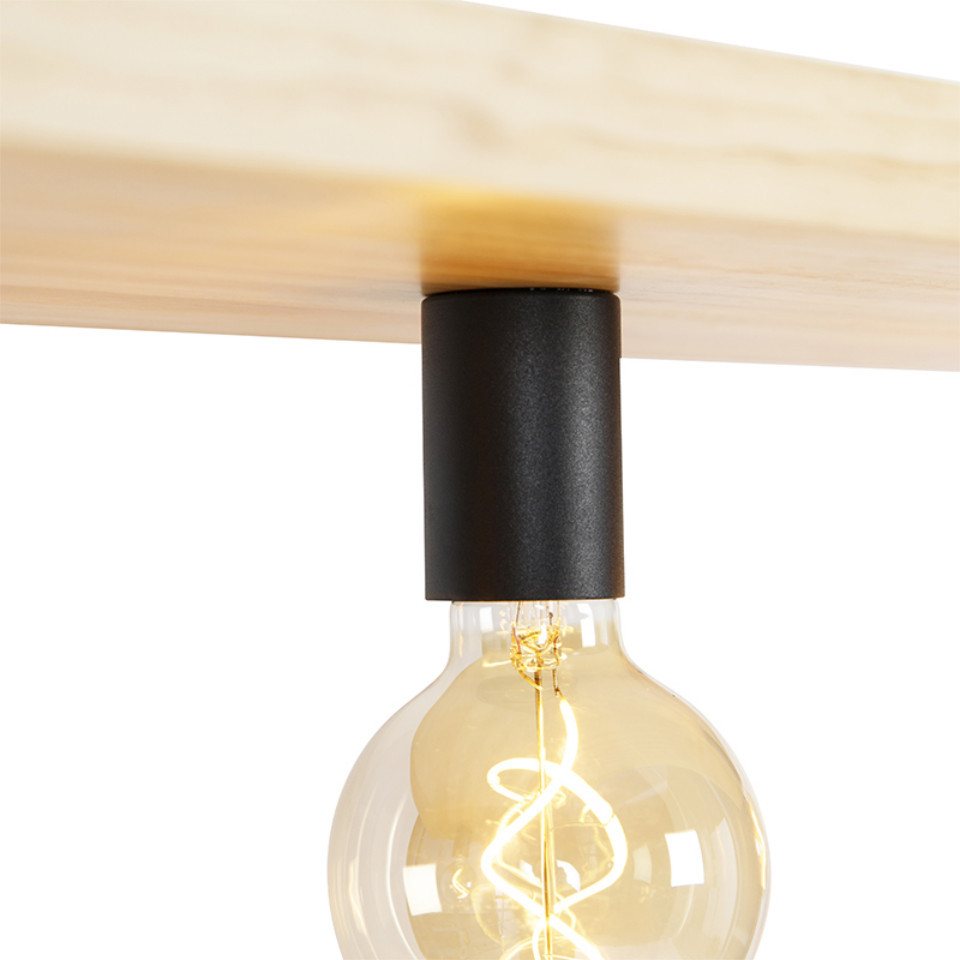Qazqa Pendelleuchte Shelf, ohne Leuchtmittel, Warmweiß, QAZQA Hängeleuchte, e27, Schwarz, Holz, Industrie – Bild 5 von 5