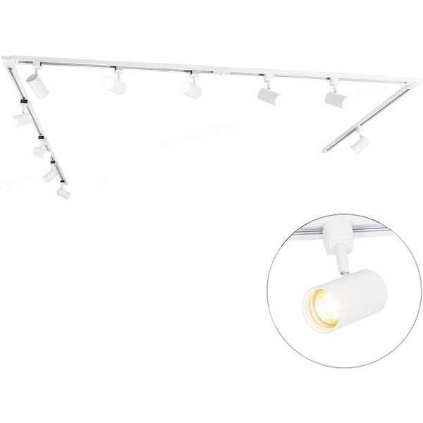 Qazqa Schienensystem-Sets Iconic jeana, ohne Leuchtmittel, Warmweiß, QAZQA Schienen leuchte, gu10, Weiß, Stahl, Modern