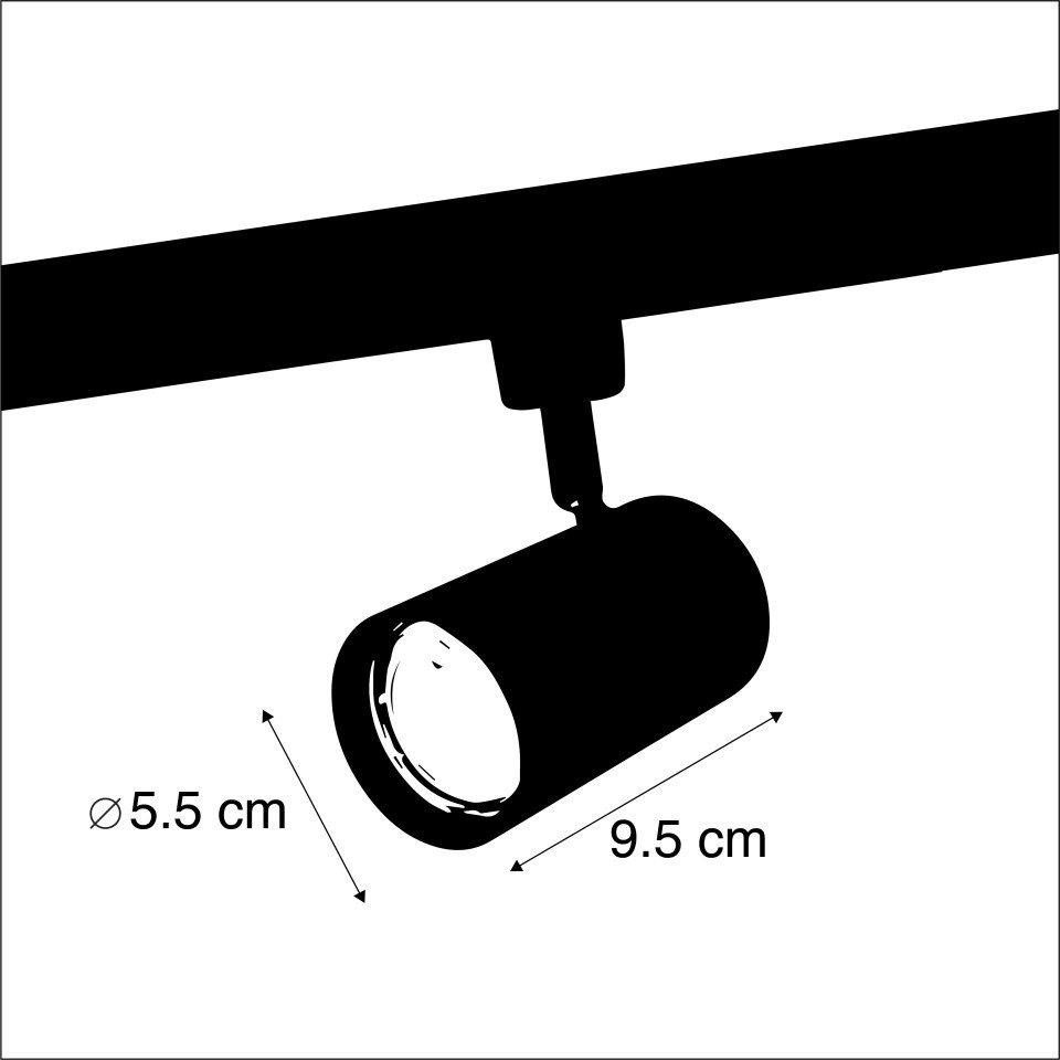 Qazqa Schienensystem-Sets Iconic jeana, ohne Leuchtmittel, GU10, Schwarz, Modern, Stahl, Deckenstrahler 1-flammig – Bild 4 von 5