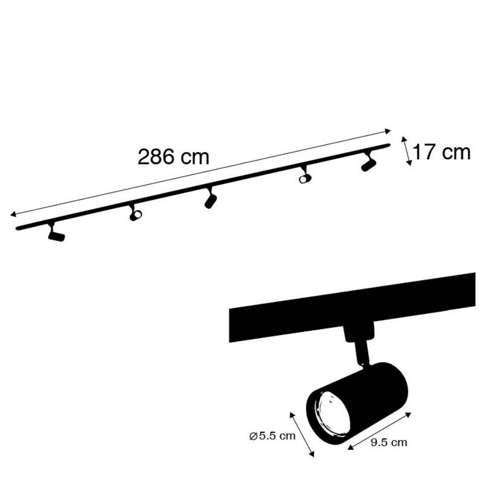 Qazqa Schienensystem-Sets Iconic jeana, ohne Leuchtmittel, Warmweiß, QAZQA Schienen leuchte, gu10, Schwarz, Stahl, Modern – Bild 2 von 5