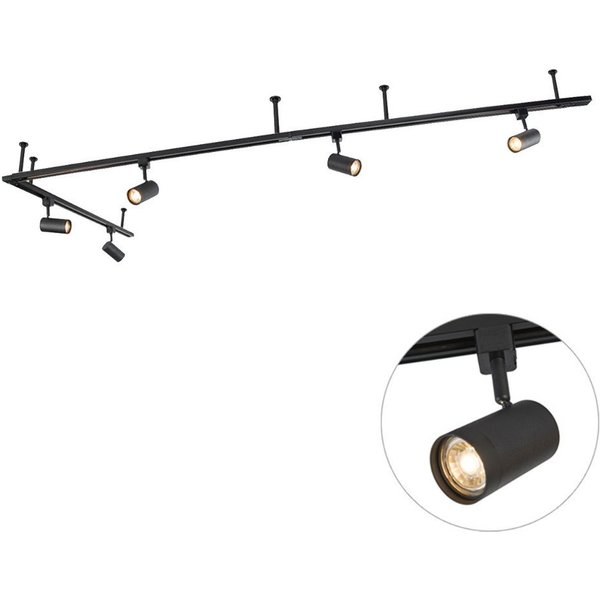 Qazqa Schienensystem-Sets Iconic jeana, ohne Leuchtmittel, Extra-Warmweiß, QAZQA Schienen leuchte, gu10, Schwarz, Stahl, Modern